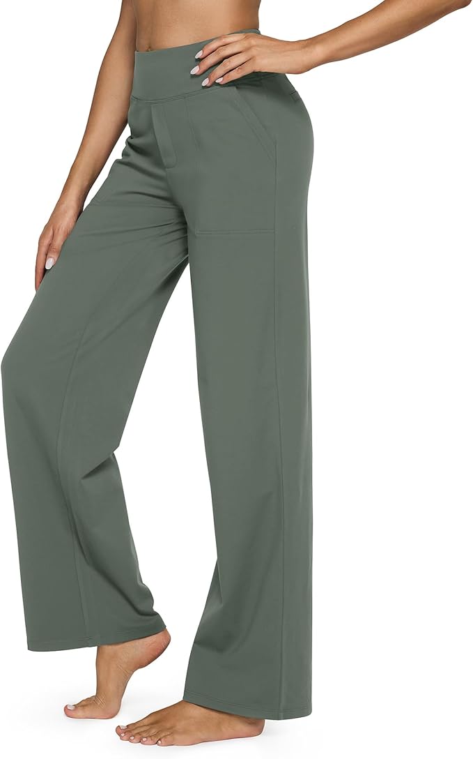 G4Free EverGoing Yoga Pants Women Wide Leg Pants with Pockets High Waist Stretch Dress Casual Sweatpants Petite/Regular/Tall