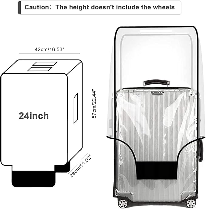 24 Inch Clear Suitcase Cover for Luggage TSA Approved Heavy Duty Waterproof PVC Protector Prevents Scratches Damage for Wheeled Travel Luggage