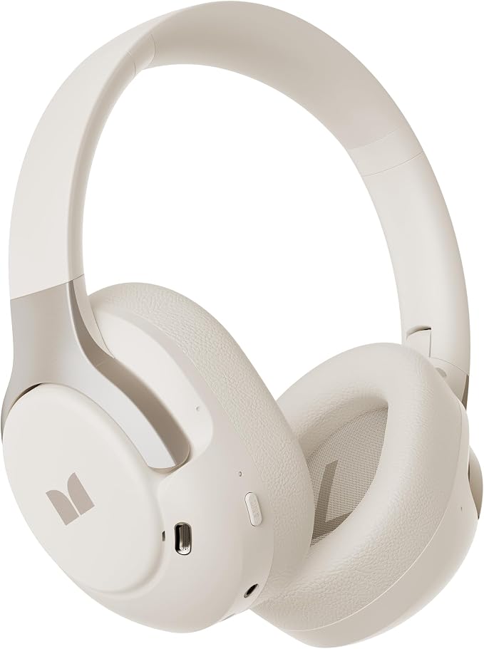 Monster Persona 5th ANC-Wireless Bluetooth Over-Ear Headphones with Microphone, 70H Playtime, Foldable Lightweight Bluetooth 6.0Headphone for Travel/Office(Beige)