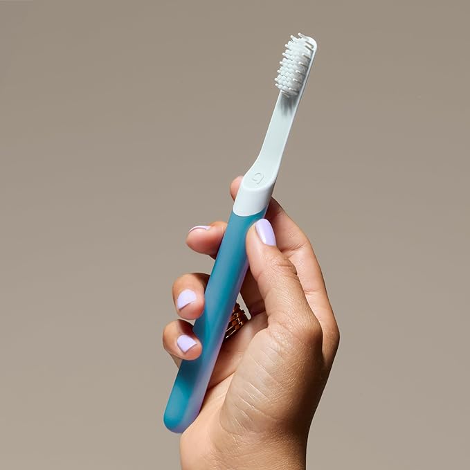 Quip Sonic Electric Toothbrush for Adults with Timer - Includes Travel Case & Replacement Brush Head - 3 Month Battery Life, Plastic Handle - Marine Blue