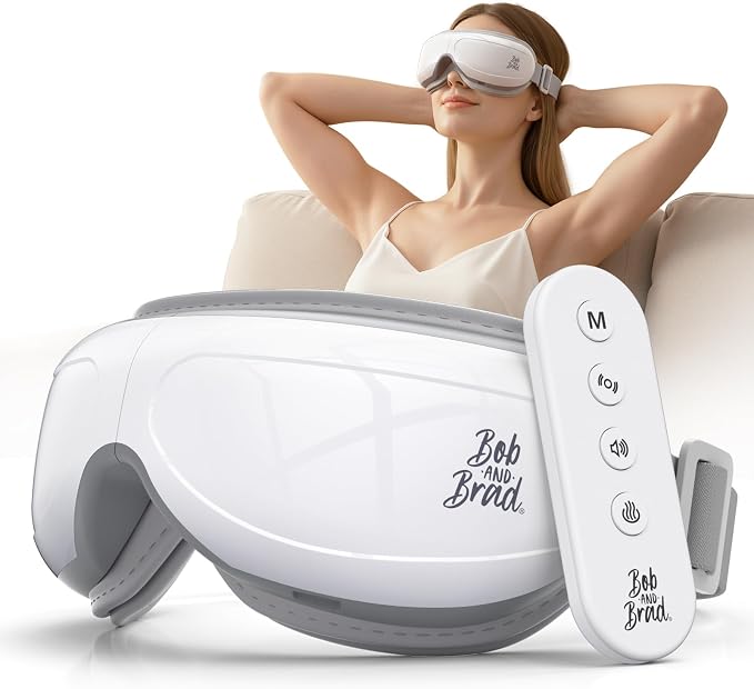 BOB AND BRAD Eye Massager with Heat, FSA Eligible HSA, EyeOasis 2 Plus Eye Mask with Remote Control, Headache Massager for Migraines Dry Eye Stress Relief Improve Sleep, Birthday Gifts for Women Men