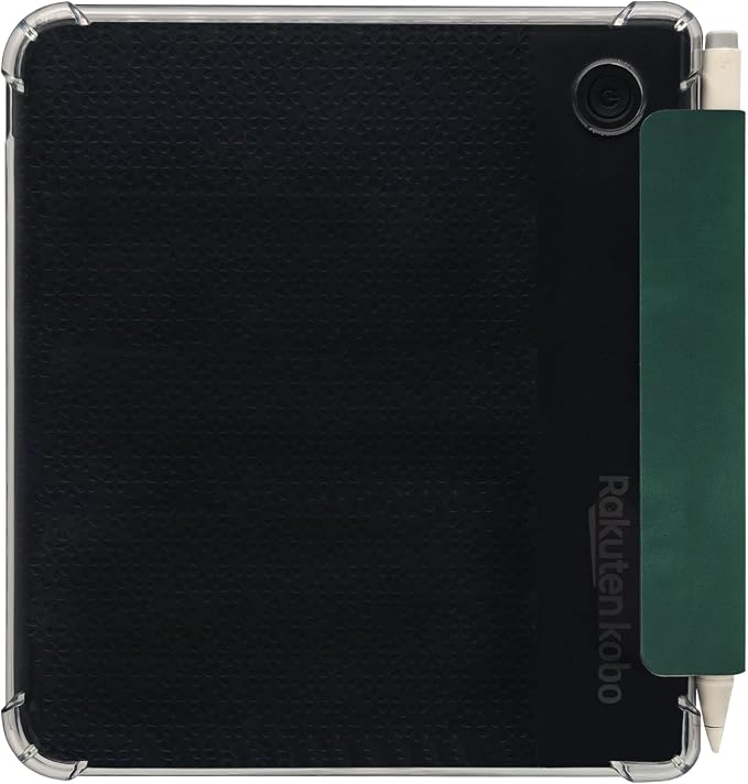 Folio Leather Case for 7" Kobo Libra Colour (2024) eReader - Ultra-Thin Enhanced Auto Sleep/Wake Cover with Transparent TPU Back, Magnetic Closure, Stylus Holder (Green)