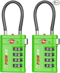Forge TSA Approved Luggage Locks 4 Digit Combination TSA Travel Locks with TSA008, Open Alert Indicator, Zinc Alloy Body for Luggage, Suitcase, Backpack, and More. Green 2 Locks.