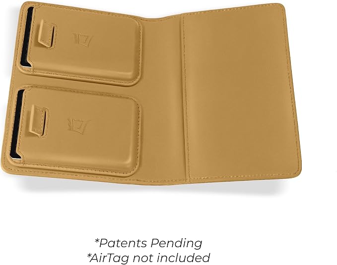 Kings Loot Passport Holder Wallet – RFID Blocking Leather Travel Wallet with Built-in Airtag Holder – Holds 1-6 Cards & Passport – Easy Pull Tab – Slim & Stylish Wallets (Driftwood)