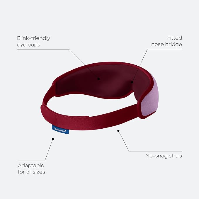 Ostrichpillow Eye Mask, Sleep Mask for Men Women 100% Blackout, No Pressure On Eyes, Soft & Breathable, Adjustable Fit, Travel Bag Included