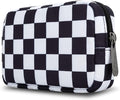 E-Tree Cute Small Makeup Bag, Cosmetic Toiletry Skin Care Make up Little Items Pouch for Purse,Zipper Mini Tech Charger Cable Electronic Organizer Case,Travel Accessories for Women Men Teen,Checkered