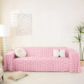 Girls Bow Couch Cushion Covers for Large Dogs Pink Buffalo Plaid Couch Covers Cute Ribbon Bowknot Sofa Cover,Kawaii Grid Lattice Bow Tie Cushion Sofa Furniture Protector for Pets,91" x 150"