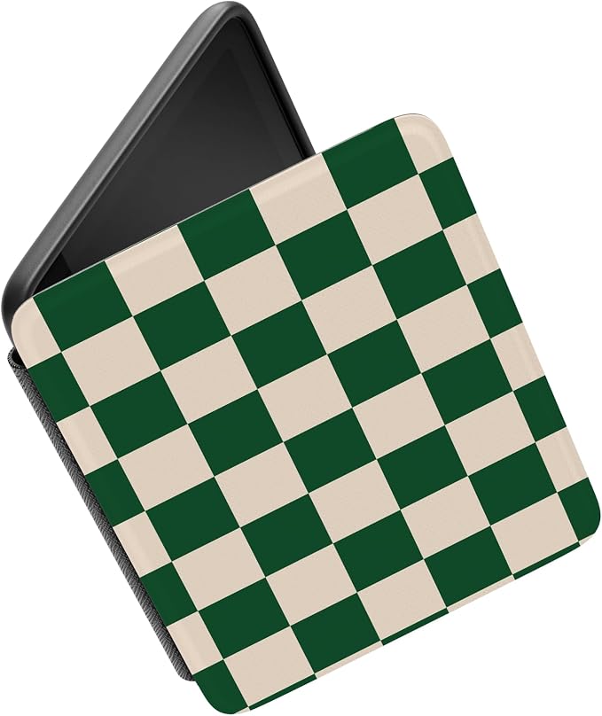 Casely Kindle Case | Fit Check | Green Checkerboard | Compatible with 7” Kindle Colorsoft and 7” Kindle Paperwhite (12th Gen 2024 Models)