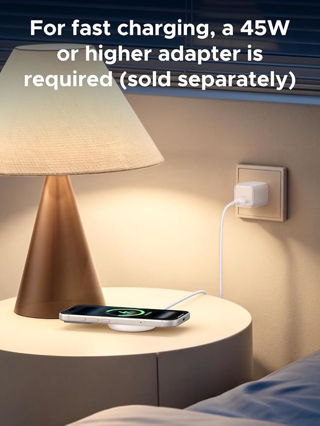 UGREEN Wireless Charger, Qi2.2 Qi2 Certified 25W Fast MagSafe-Compatible Wireless Charging Pad, 5ft Magnetic Charger for iPhone 17/16/15/14/13/12, Galaxy S26/25, Pixel 10, White