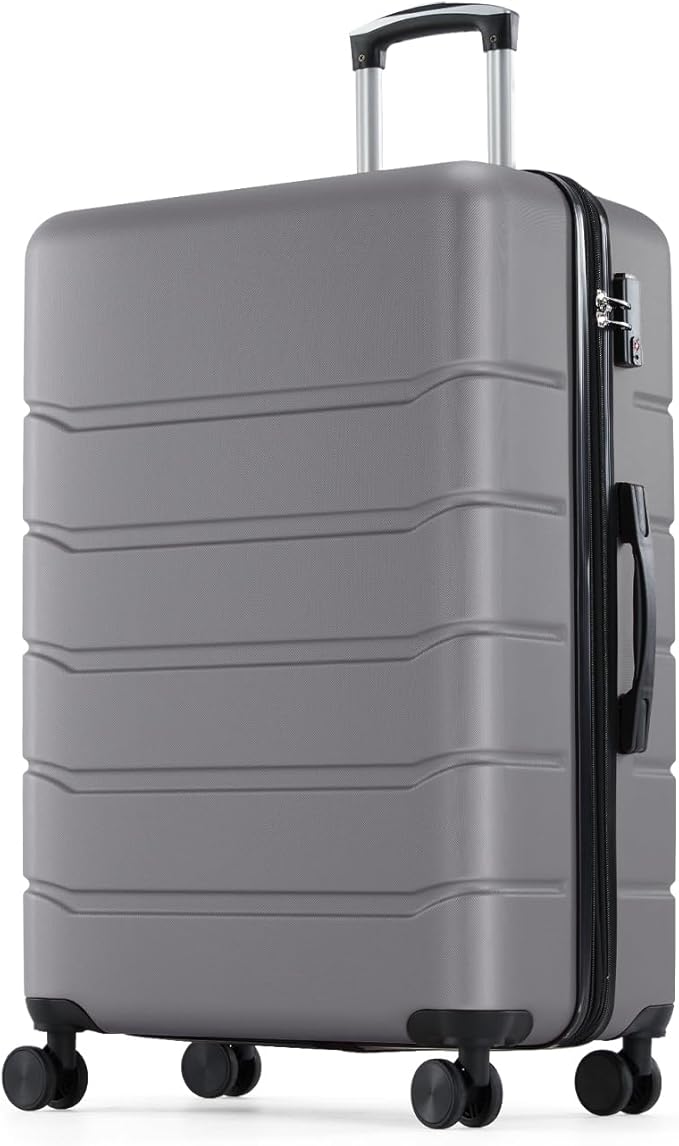 Sweetcrispy Carry on Luggage, Hard Shell ABS Suitcase with Double Spinner Wheels, Lightweight Expandable Rolling Suit Case with TSA Lock, 20 Inch Dark Grey