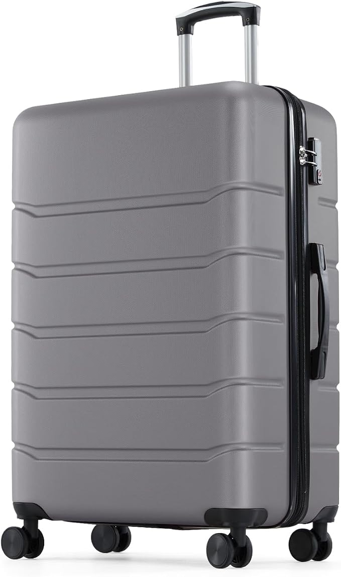 NEWBULIG 20 Inch Carry On Luggage, ABS Hard Shell Lightweight Rolling Expandable Suitcase with Double Spinner Wheels & TSA Lock, Travel Suitcase for Business Trips and Short Vacations, Dark Grey