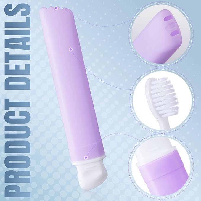 Patelai 4 Pieces Travel Toothbrush Set, Travel Size Toiletries, Soft Bristle Mini Foldable Tooth Brush with Case, Individually Wrapped Small Portable Toothbrush for Camping Home (Macaron Color)