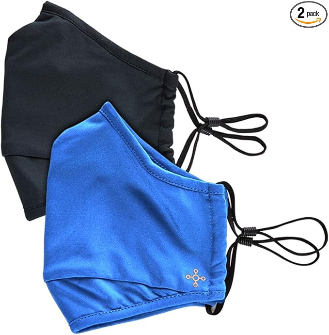 Tommie Copper Community Wear Face Masks I Double Lined, Copper Infused, Ear Straps & Nose Wire, Face Covering (Pack of 2)