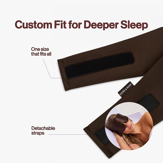 Dore & Rose Deep Sleep Mask for Women and Men - 23 Momme Mulberry Silk Eye Mask for Sleeping and Travel, 100% Blackout, Adjustable Strap, Cooling Soft Black Silk Eyemask Award-Winning Luxury