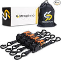 Strapinno 4pcs Retractable Ratchet Straps Bundle 1 in x 6 ft, Secure Tie-Downs with Rubber-Coated Steel Handles, S-Hooks & Durable Hardware for Daily Use with Breaking Strength - 1,500LBS/680KG Each
