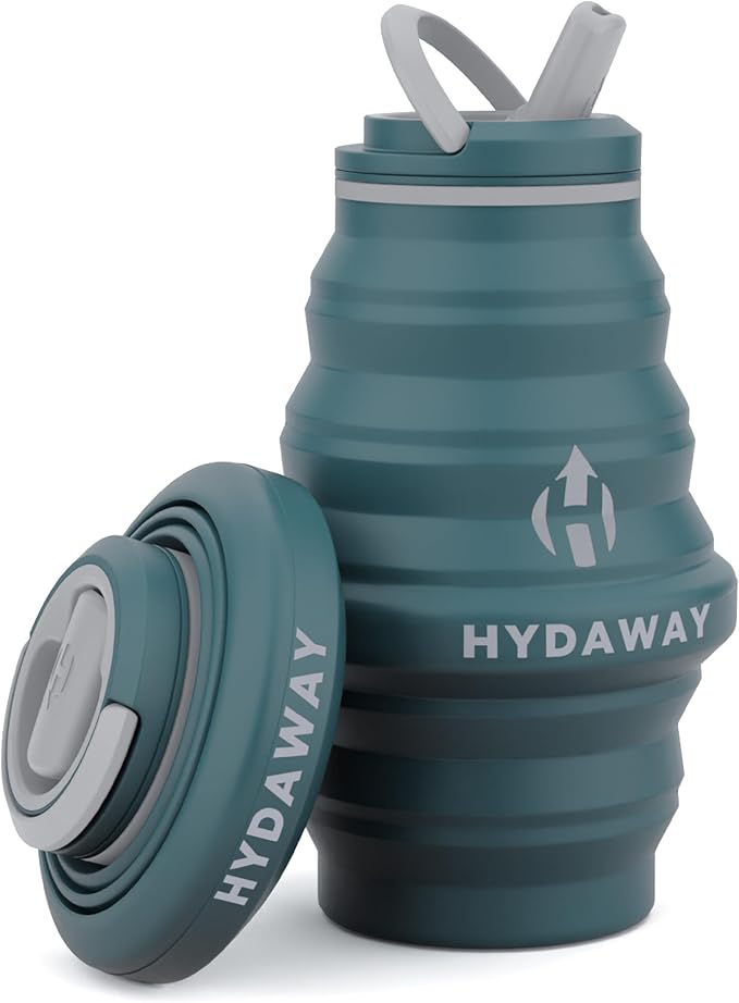 HYDAWAY Hydration Travel Pack - 17oz Collapsible Water Bottle with Flip-Top Lid and Protective Travel Case - BPA-Free, Leak-Resistant, and TSA-Friendly for Commuting, Hiking, and Traveling