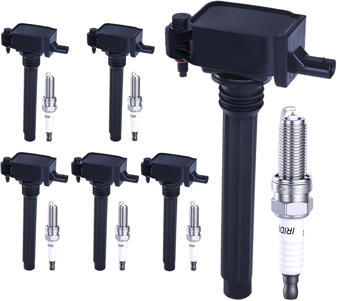 UF648 Ignition Coil & 97390 Double Iridium Spark Plug Kit Compatible with Chrysler 200 300 Town & Country, Dodge Avenger Challenger Charger Durango Grand Caravan Journey, Jeep