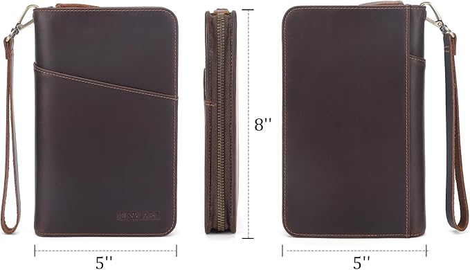 Polare Full Grain Leather Passport Holder Cover Case for Men and Women RFID Blocking Family Travel Wallet Holds 6 Passports