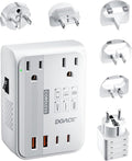 DOACE 350W Travel Voltage Converter US to Europe 220V to 110V Converter for Curling Iron Straightener Converter for European Travel 4 USB Charging Universal Power Plug Adapter UK/AU/US/EU, White