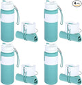 LemonRoad 4 Pcs 26 oz Silicone Collapsible Water Bottle, Portable Foldable Water Bottle Leakproof with Carabiner Reuseable Lightweight for Travel Sports Hiking Camping Cycling Office (Green)
