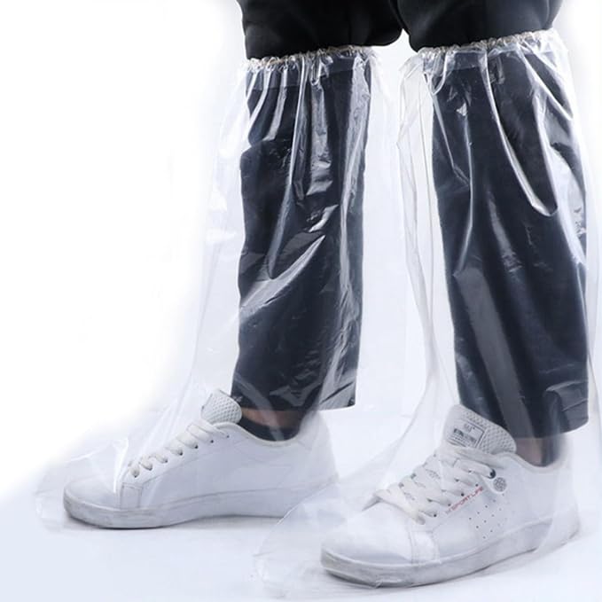 Fancystyle 10 Pairs Pack of 20 Disposable Thicker Boot and Shoe Covers 19 inch Tall Extra Large Resistant Water/Skid Resistant Clear (20)