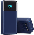 Portable Charger Power Bank 50800mAh,25W USB C Fast Charging Battery Pack with 3 Built in Cables & LED Display,6 Output 2 Input Travel Essentials Phone Charger for iPhone 17/16/15,Android etc (Blue)
