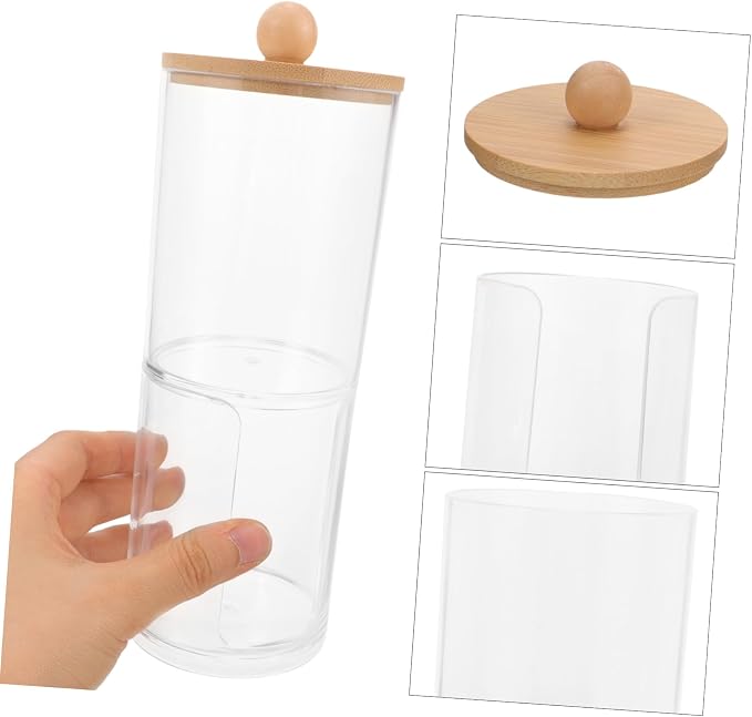 Cotton Puff Organizer Lid Portable Cotton Pads Storage Box for Makeup Removal and Swabs Stackable Clean Design for Bathroom and Vanity Use