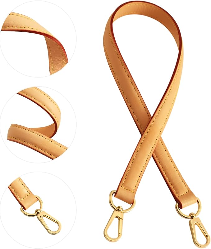 jiesinlov Genuine Vachetta Leather Replacement Straps Purse Shoulder short Strap conversion kit for Graceful tote soft speedy Alma And Dauphine Bags Brown (W0.7in,L25.6in-Beeswax)