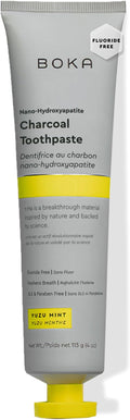 Boka Fluoride Free Toothpaste, Nano Hydroxyapatite Toothpaste, Appropriate for Sensitive Teeth - for Adult Oral Care - Charcoal Yuzu Mint Flavor, 4 Fl Oz 1Pk US Manufactured