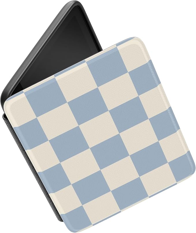 Casely Kindle Case | Fit Check | Light Blue Checkerboard | 7” Kindle Colorsoft and 7” Kindle Paperwhite (12th Gen)