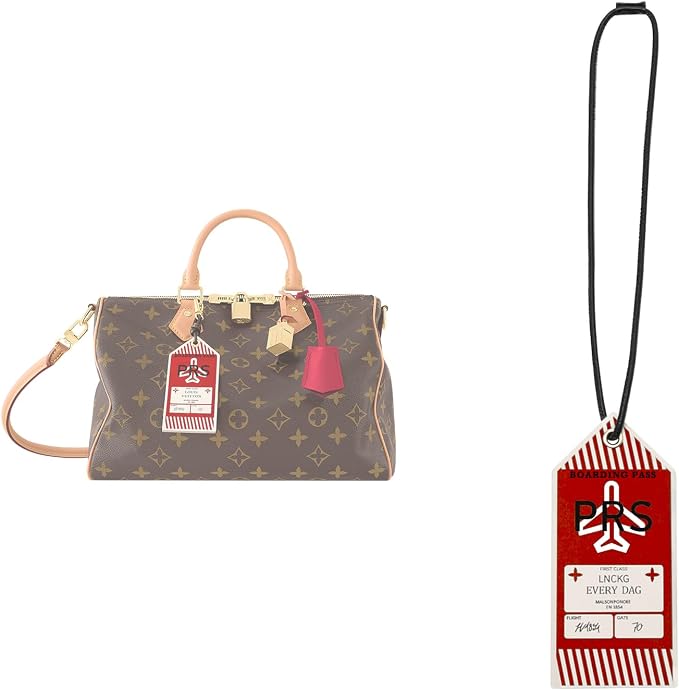 Microfibre Leather Tag for Luggage Bag or Suitcase, Decorative Hang Tag for Speedy 25 30 35 Handbag(Boarding Pass-Red)
