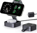 3 in 1 Wireless Charging Station for Apple Devices, Magnetic Foldable Travel Fast Charger Stand Compatible with MagSafe for iPhone Air/17/16/15/14/13/12 Series, Apple Watch & AirPods Pro/4/3/2-Black