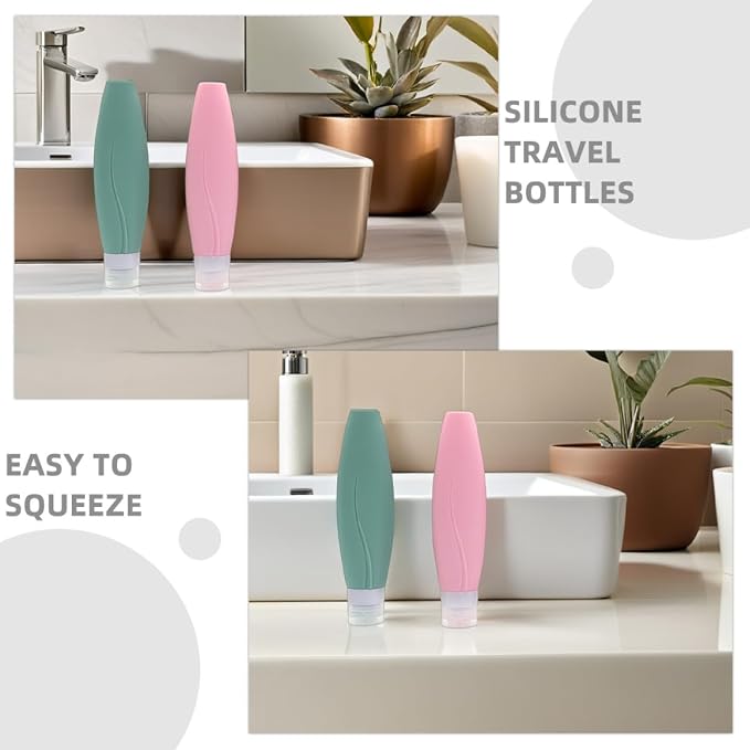 FENICAL 5pcs 150ml Silicone Travel Bottles Set Leakproof Refillable Toiletry Containers Portable Squeeze Bottles for Shampoo Conditioner Lotion Travel Empty Silicone for Random Color
