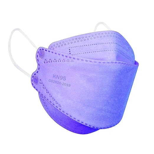 Borje KN95 Face Masks for Adults 50 Pack, 5-Ply Purple Disposable Face Mask Against PM 2.5 Smoke & Dust, Filtration Efficiency 95%