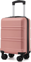 Kono 15'' Underseat Carry On Luggage Airline Approved, Anti-Scratch PC+ABS Hardshell Carry on Suitcase with Smooth Spinner Wheel, Lightweight Overnight Carry on for Short Travel, Nude/Rose Pink