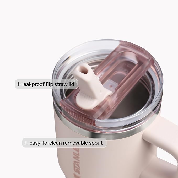 STANLEY Quencher ProTour Flip Straw Tumbler with Leakproof Lid 30 oz | Built-in Straw and Handle | Cup Holder Compatible for Travel | insulated Stainless Steel Cup | BPA-Free | Champagne
