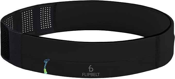 FlipBelt Adjustable Running Belt, Fitness and Running Fanny Pack for Women and Men, Non Chafing Waist Band Pack for Phone Keys Money, Moisture Wicking Storage Belt, USA Company