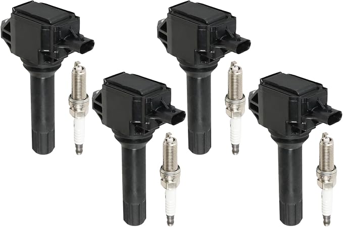 4PCS Ignition Coils & 4PCS Iridium Spark Plugs UF724 Ignition Coils Pack Fits for 2014-2016 Forester, 2013-2015 Impreza 2.0L 2.5L, Coil Pack Set Replace OE FK0438 NGK93501