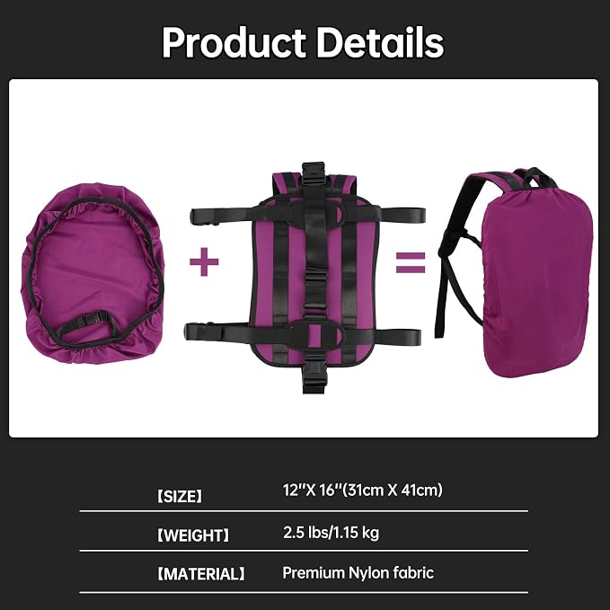 Heavy-Duty Backpack Carrying Straps System for 22-30 Inch Suitcase Luggage Hardcase for Adventure Travel Cobble Stone Street Stair - L,Purple