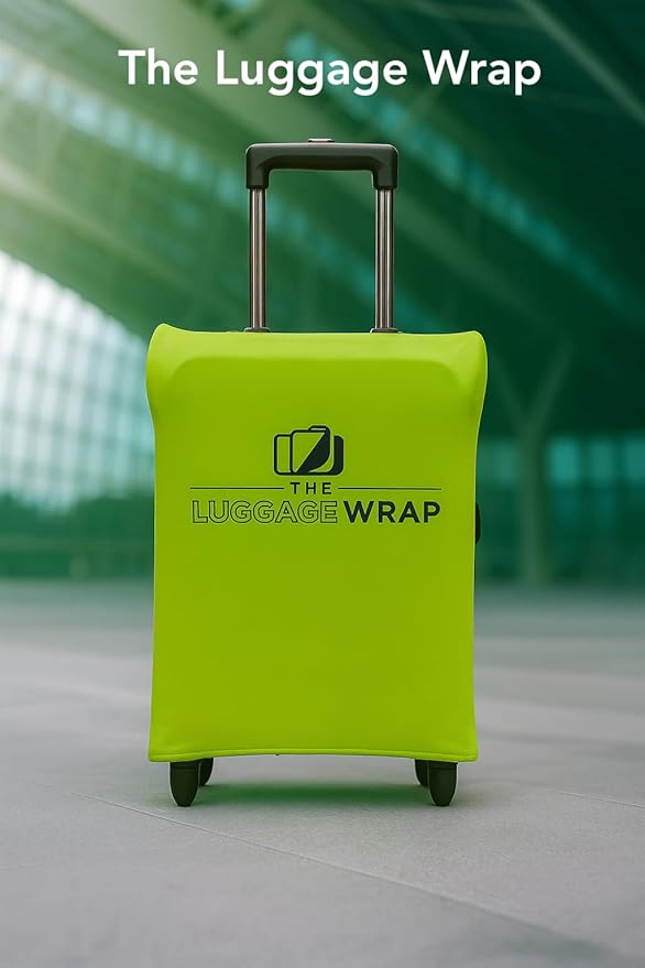 Medium Lemony Lime Green Water-Resistant Luggage Covers for Suitcase TSA Approved for 24"-26" - Durable Patented Design Suitcase Covers for Luggage, Fundas para Maletas, Travel Accessories