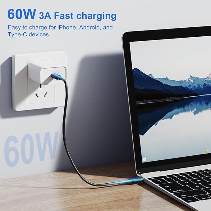 Multi USB Charging Adapter Cable & Conversion Set, USB A to Type C & Lightning Adapter, 60W Fast Charging & Data Transfer Cable