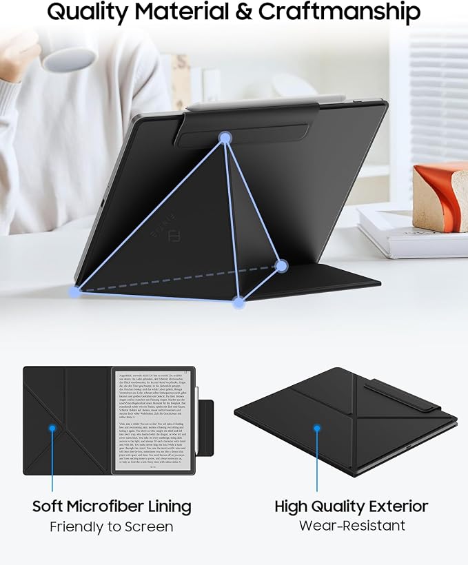 Fintie Case for 11" Kindle Scribe 2025 (3rd Gen) and Kindle Scribe Colorsoft 2025 (1st Gen), Slim Lightweight Multi-Viewing Angles Stand Detachable Magnetic Cover with Pen Buckle, Black