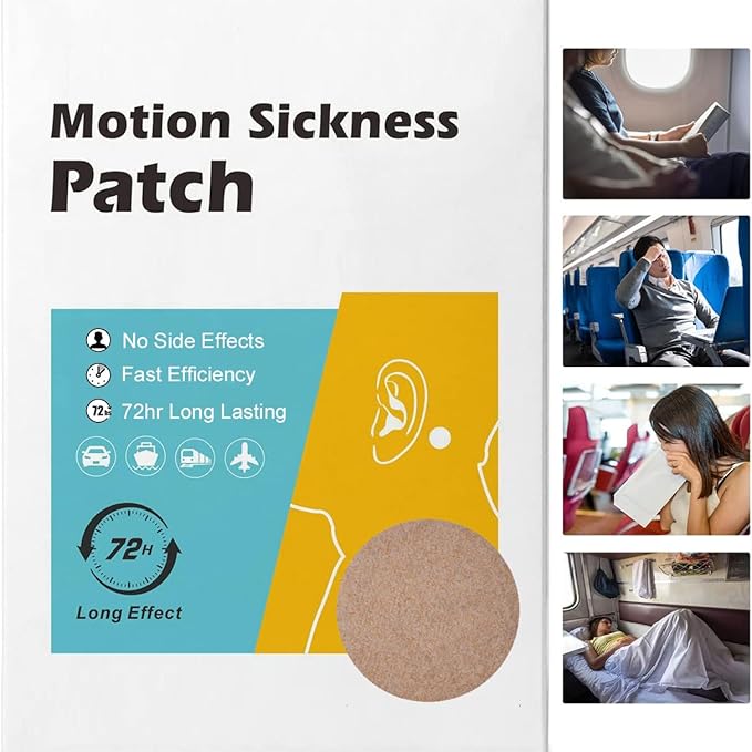 KUNHAOH Motion Sickness Patches Non-Drowsy, 100% Natural Motion Sickness Patch (Efficient - Lasts 72 Hours) for Car Airplane Ship Altitude Sickness (Travel Essentials) for Adults and Kids (30 Count)