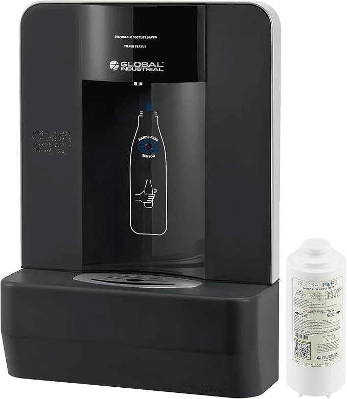 Global Industrial Surface Mount Touchless Water Bottle Filling Station, 3600 Gallon Capacity PFAS Filter, 1.0 GPM, for Use in Warehouse School Office Hotel