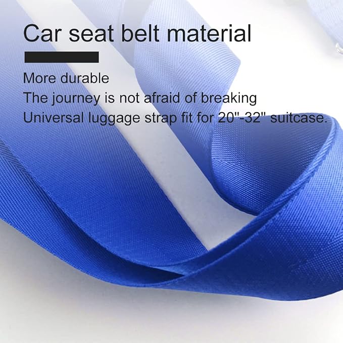 Veki Cross Luggage Straps Set TSA Approved with Lock Adjustable Travel Suitcase Belts Suitcase Tags with Name ID Card Packing Straps for Suitcases Strap Travel Accessories (Blue*2pcs)