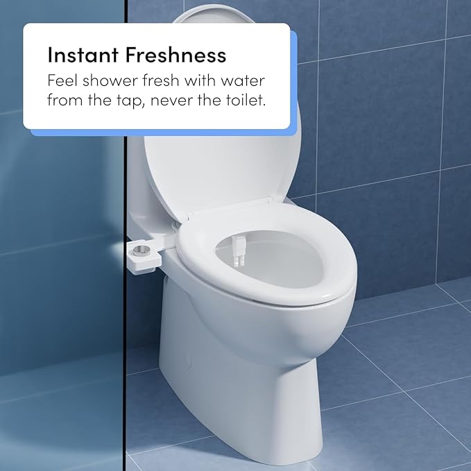 TUSHY NEW Fresh Dual Nozzle Cool Water Bidet: Ultra Slim Toilet Seat Attachment Sprayer with Luxury 2 in 1 Front & Rear, Self-Cleaning, 180º Clean, (DIY Install, 10 Minutes), Non-Electric, Chrome Knob
