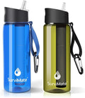 SurviMate Purified Water Bottle for Camping, Hiking, Backpacking and Travel, BPA Free with 5-Stage Intergrated Filter Straw