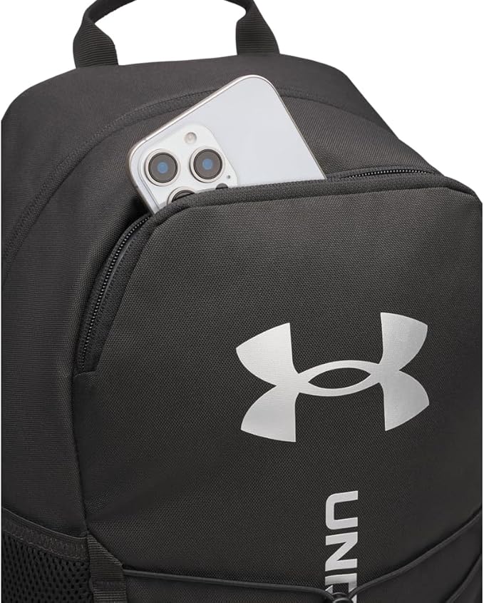 Under Armour Unisex Hustle Sport 6.0 Backpack, (001) Black/Black/Metallic Silver, One Size Fits Most