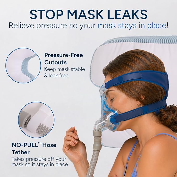 Contour CPAPMax Cooling Gel - CPAP Pillow for Side, Back and Stomach Sleepers with Adjustable Memory Foam - Pillow for CPAP Users, Sleeping with Mask