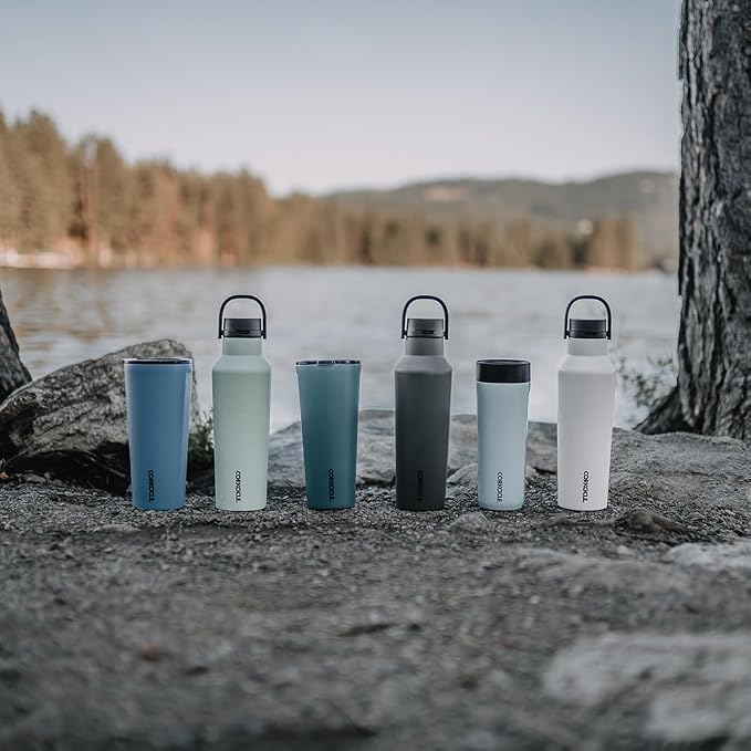 Corkcicle Classic Sport Canteen - Insulated Stainless Steel Water Bottle - Compact & Travel-Friendly - Durable - Dishwasher Safe - BPA Free - Non-Slip Silicone Base - 20 oz - Sage Mist